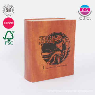 Custom leather cover cardboard book type gift box